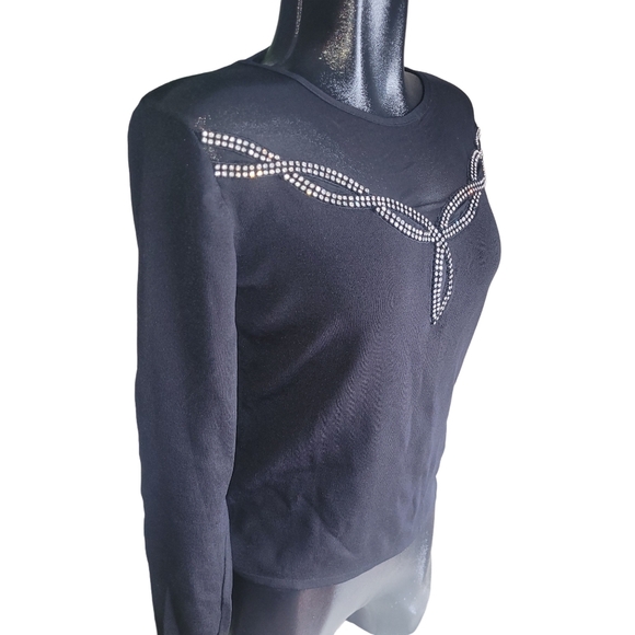 Kay Dee Elite Black Top with Rhinestone Detailed Front M - Picture 3 of 7